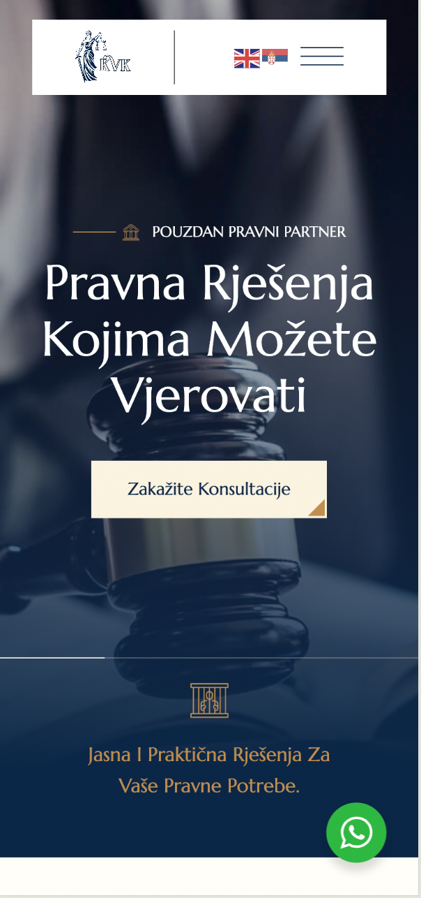 KVK Law — mobilni prikaz sajta